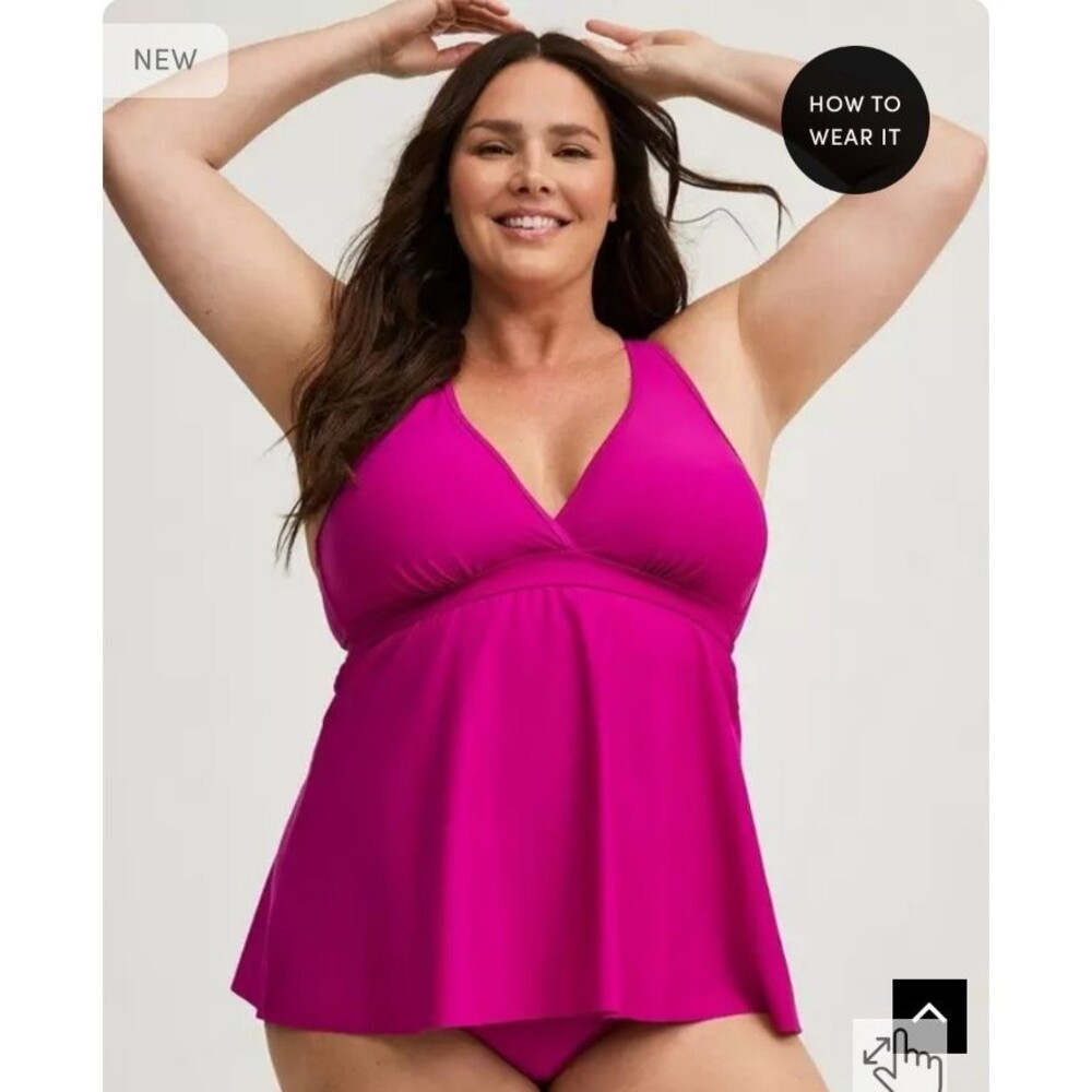 torrid Hot Pink V‑Neck Swim Tankini Coverup